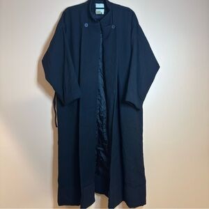 Vintage J. Jill Black Worsted Lambs Wool Over Coat Light 48 Inch Long Large